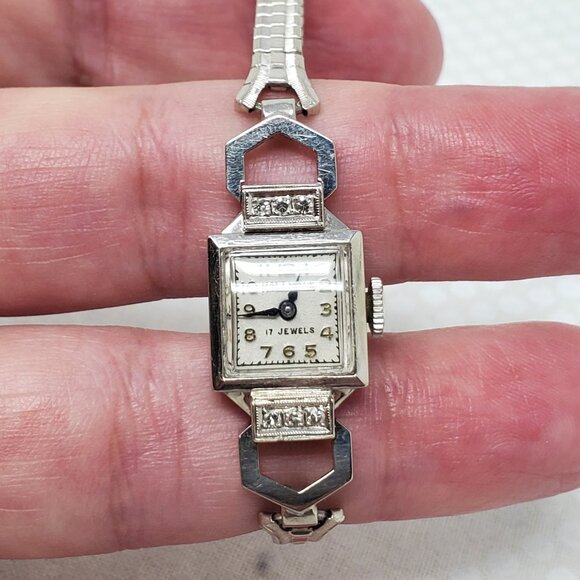 Speidel Hallmark 17 Jewel Yellow & White Gold Vintage Diamond Ladies Watch RUNS - Picture 4 of 16